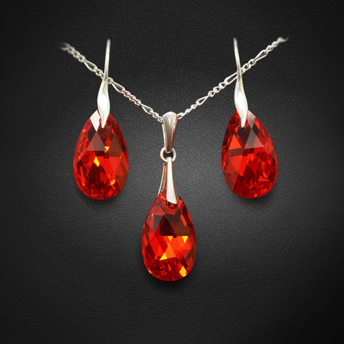 Silver set "Baroka (Light Siam AB)" with Swarovski™ crystals